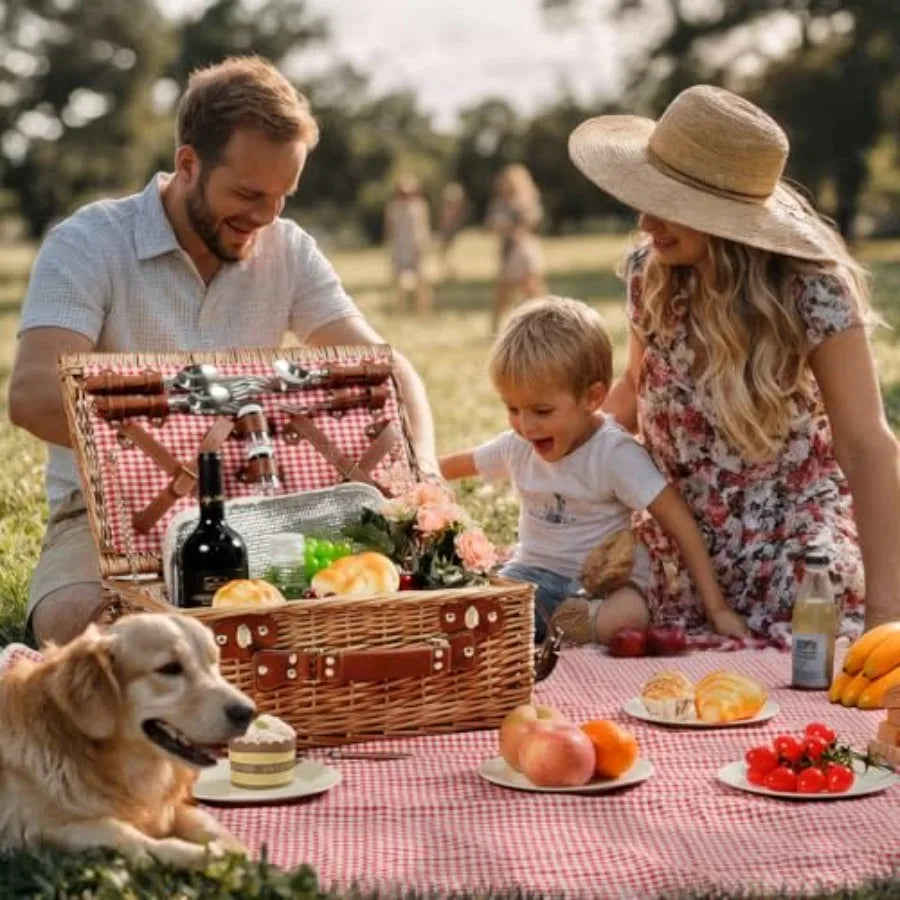 Wicker Picnic Basket Set for 4