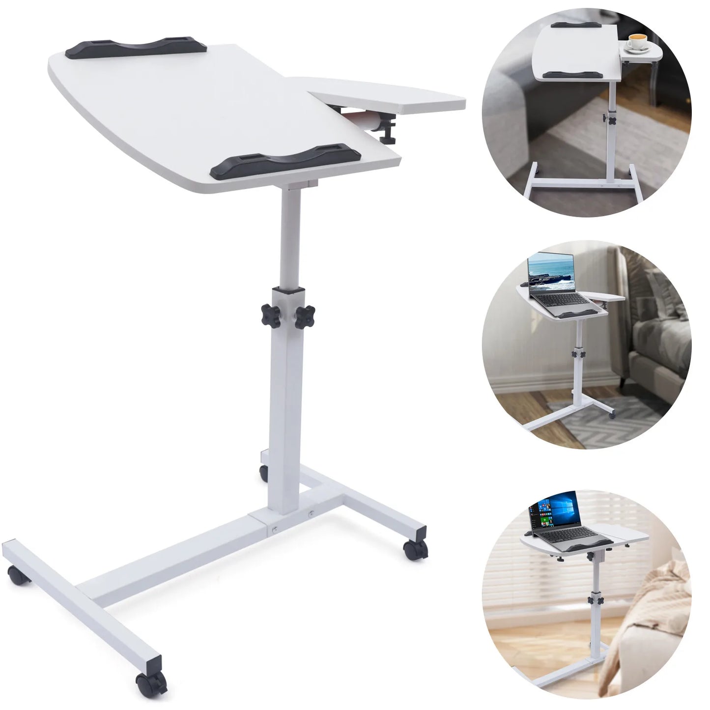 Adjustable Overbed Table with Wheels