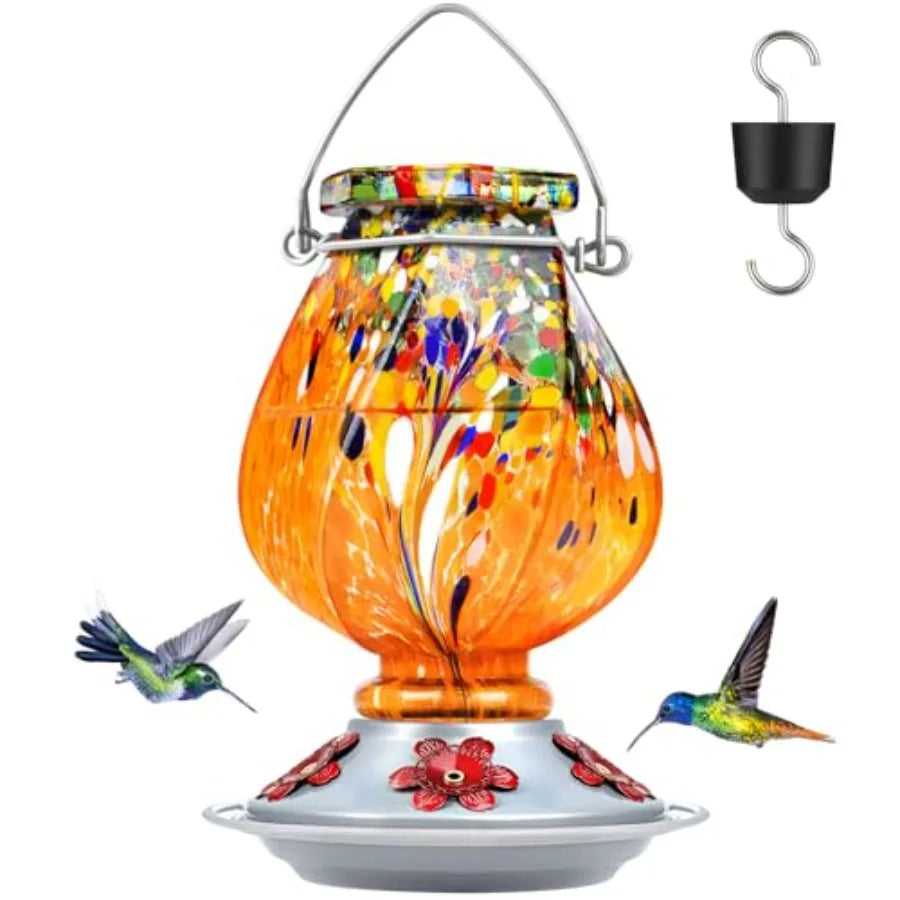 Hummingbird Feeder, Hand Blown Glass