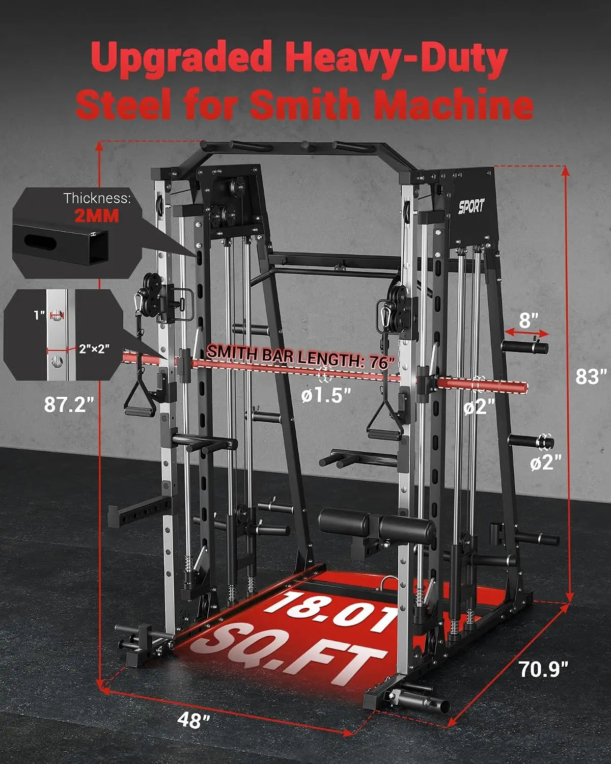Smith Machine Home Gym, Squat Rack & Power Cage