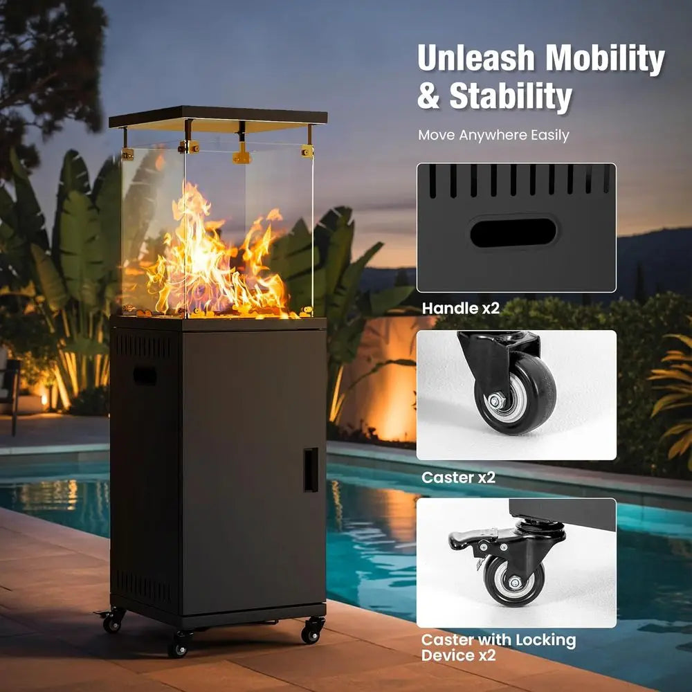 Propane Patio Heater with Lockable Wheels and Cover