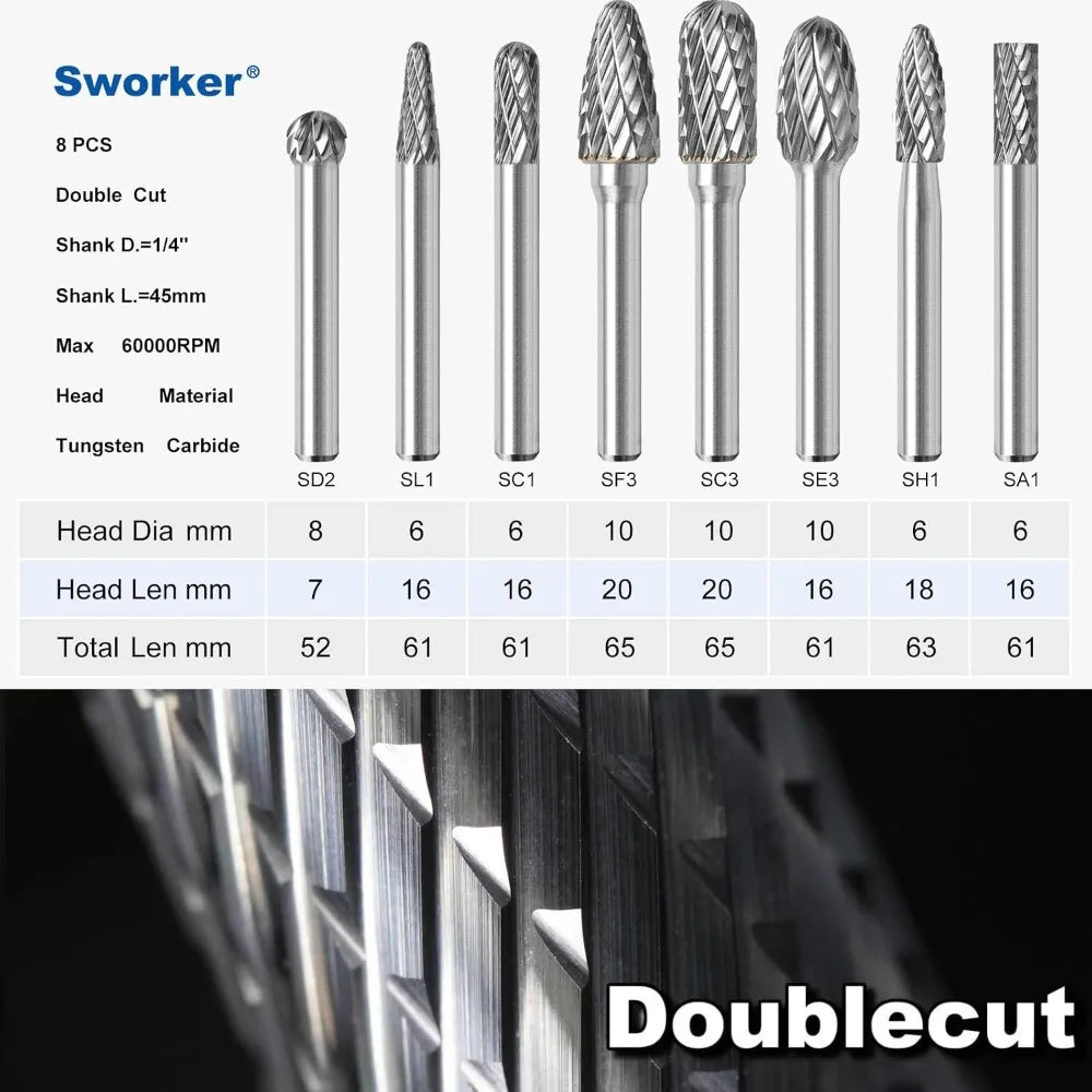 Carbide Burr Set 1/4 Shank