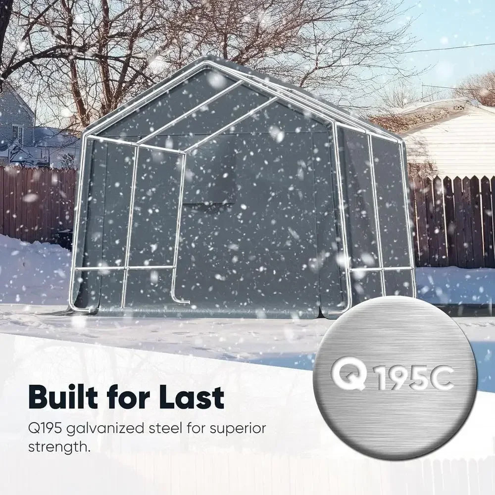 10x10 Heavy-Duty Storage Shed with Roll-Up Mesh Windows