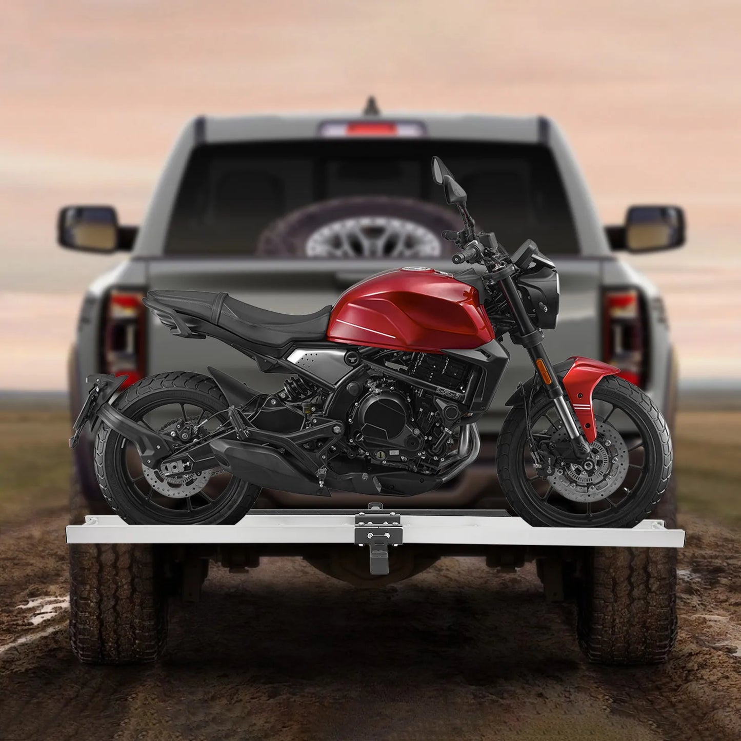 Aluminum Motorcycle Carrier with Loading Ramp, 500lbs