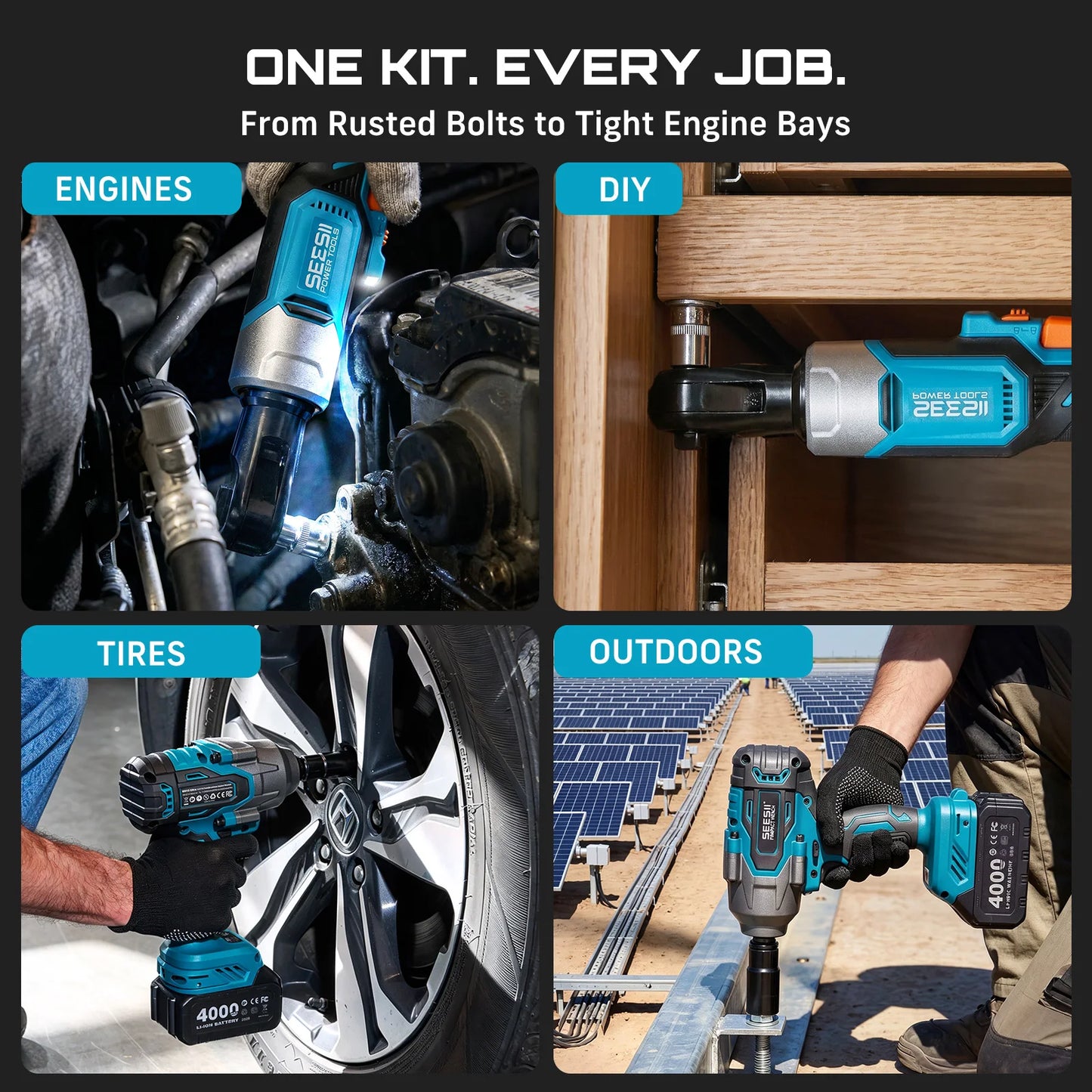 3/8" Ratchet Wrench & 1000N.m Impact Wrench Kit