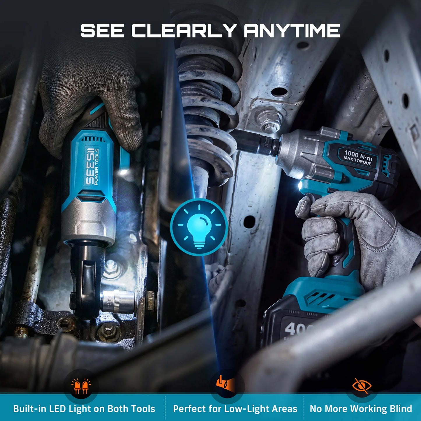 3/8" Ratchet Wrench & 1000N.m Impact Wrench Kit