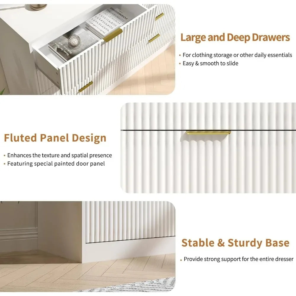 Fluted Dresser with 8 Drawer