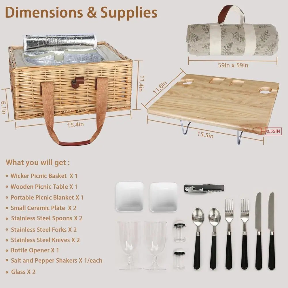Picnic Basket Set for Two
