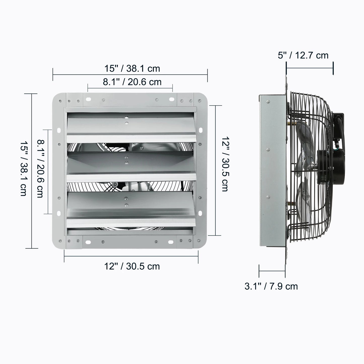 Wall Mount Attic Shutter Exhaust Fan AC
