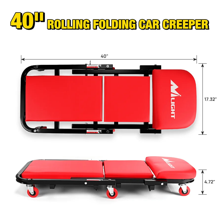 2-In-1 Folding Rolling Mechanic Seat