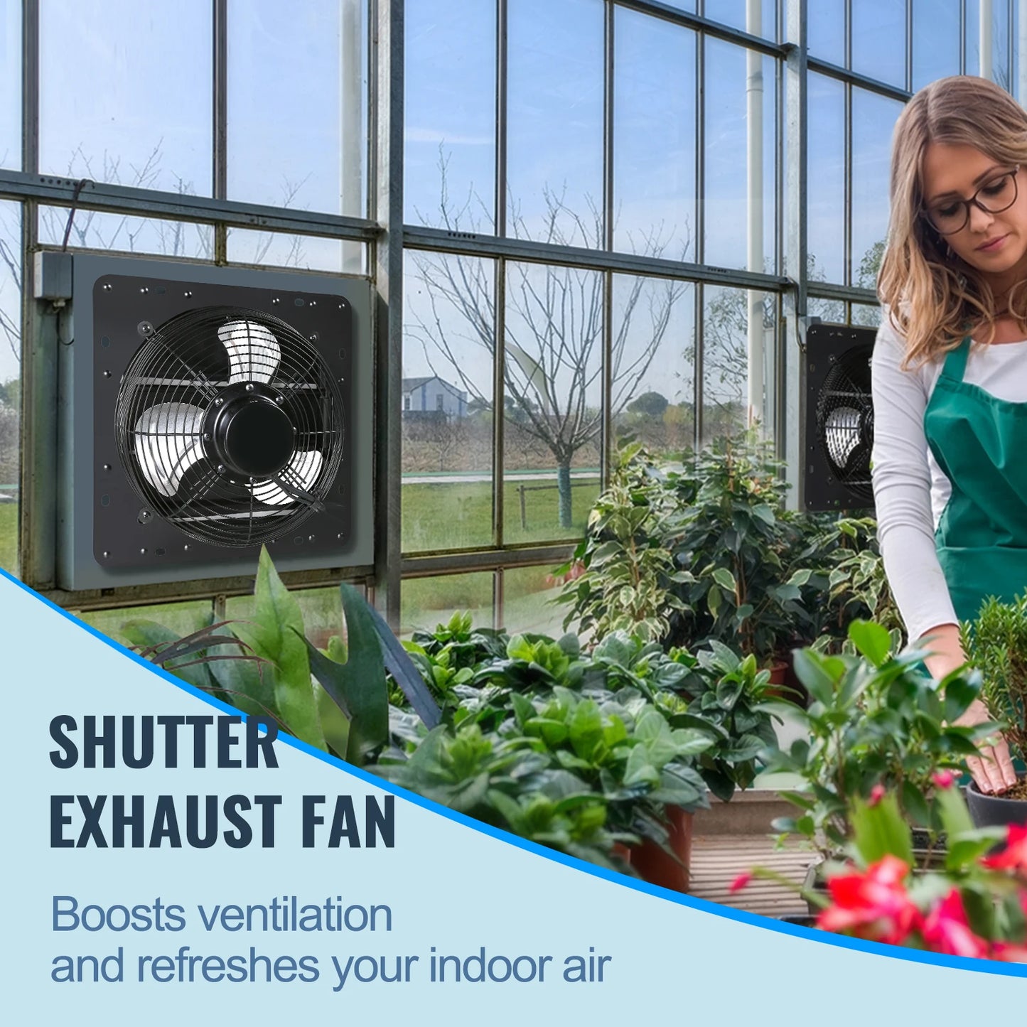 Wall Mount Attic Shutter Exhaust Fan AC