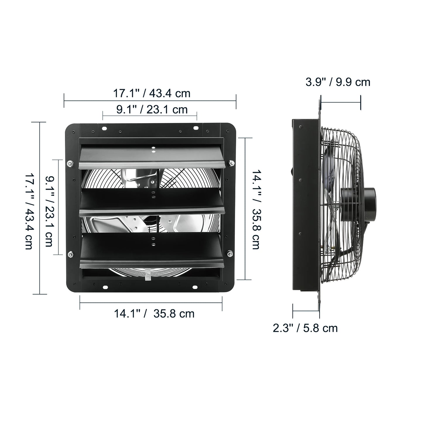 Wall Mount Attic Shutter Exhaust Fan AC
