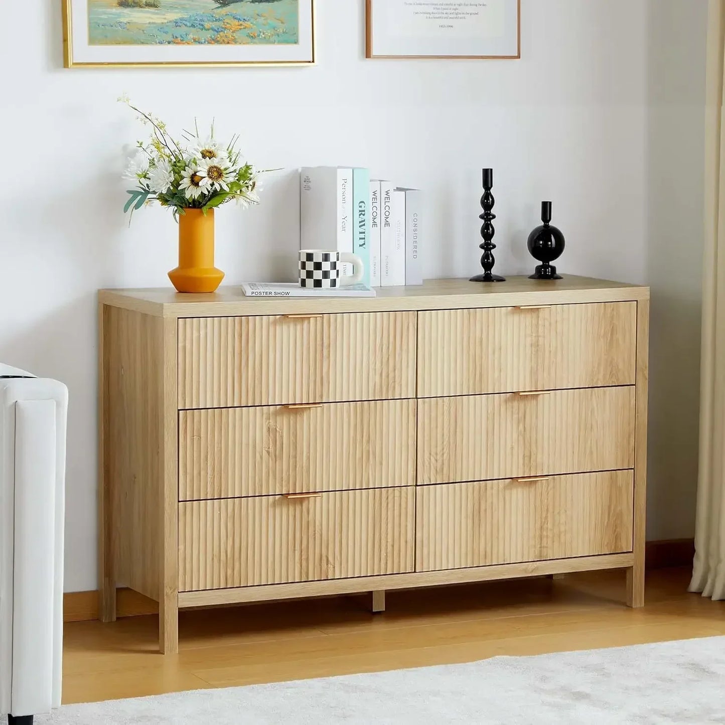 Fluted 6 Drawer Double Dresser