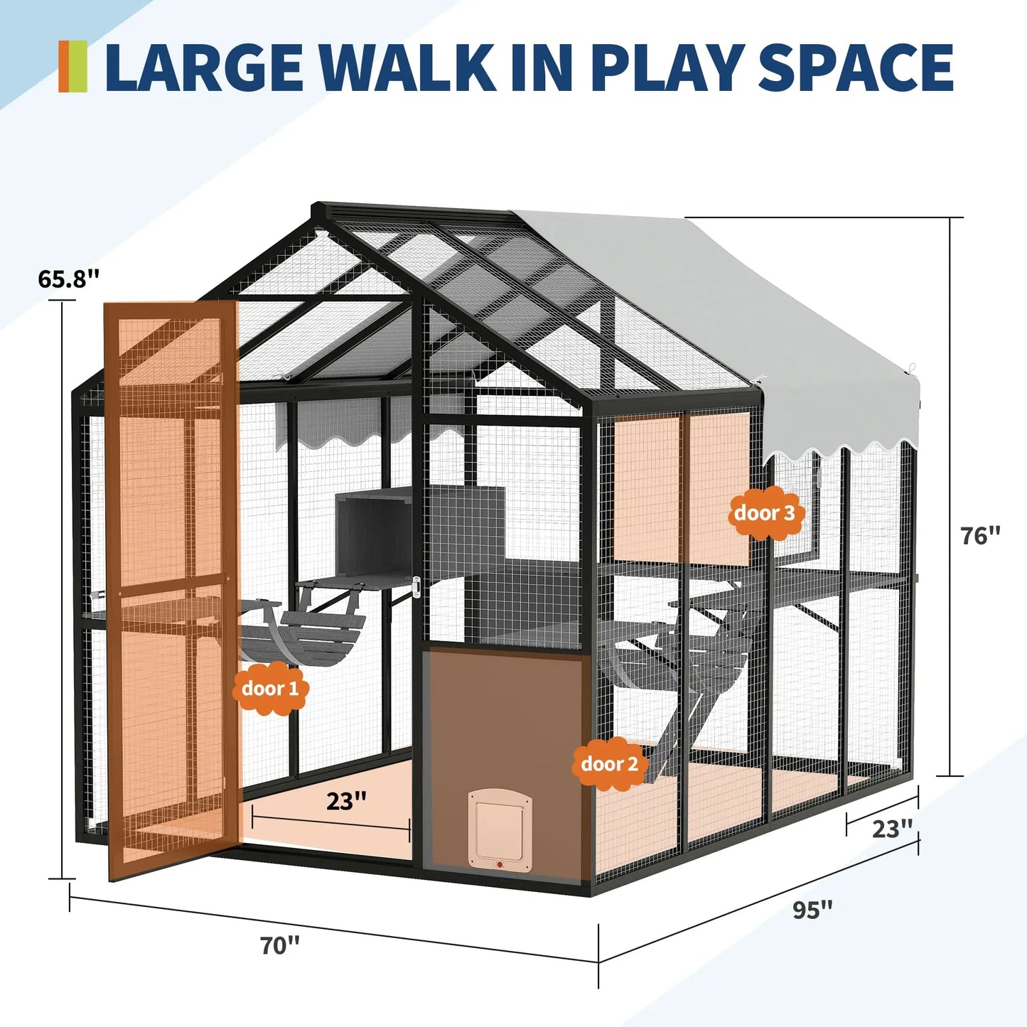 Aluminum Outdoor Catio Enclosure For Multiple Cats