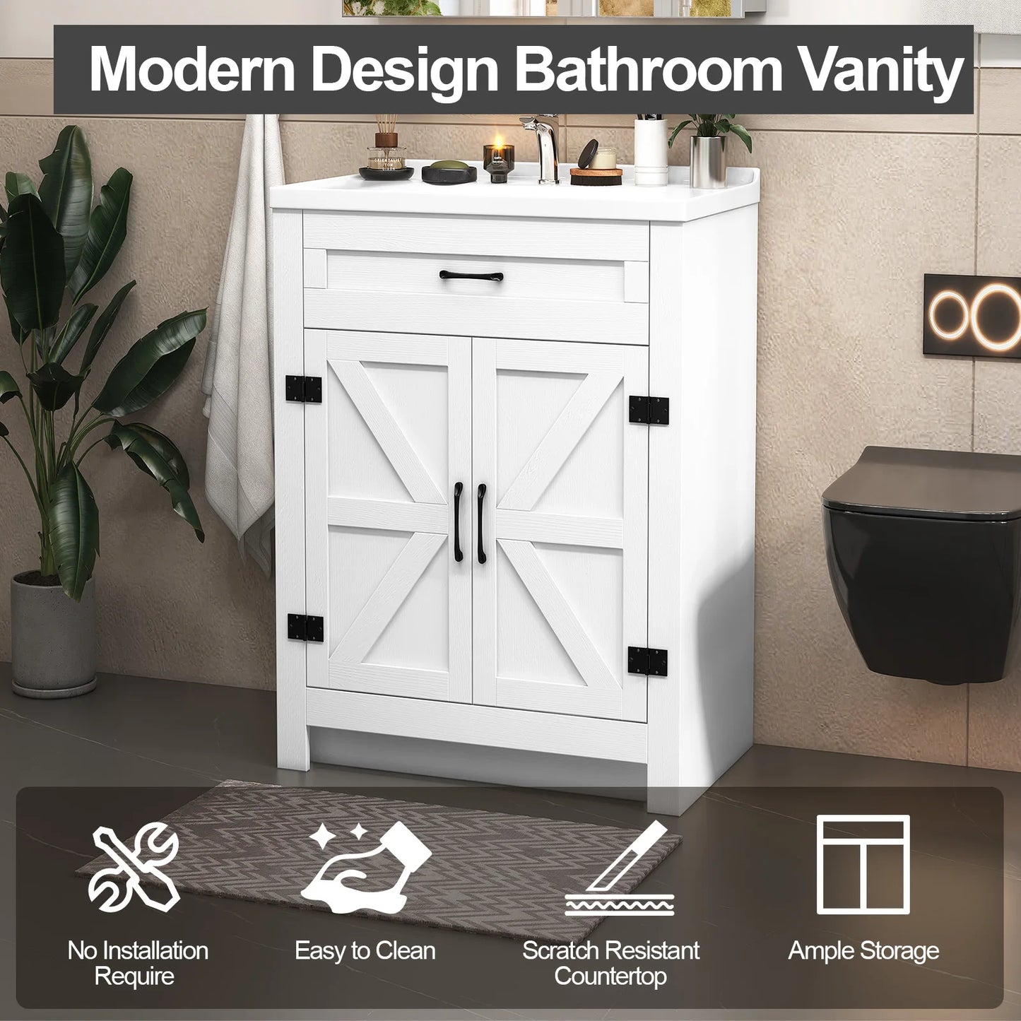 23" Bathroom Vanity with Ceramic Sink
