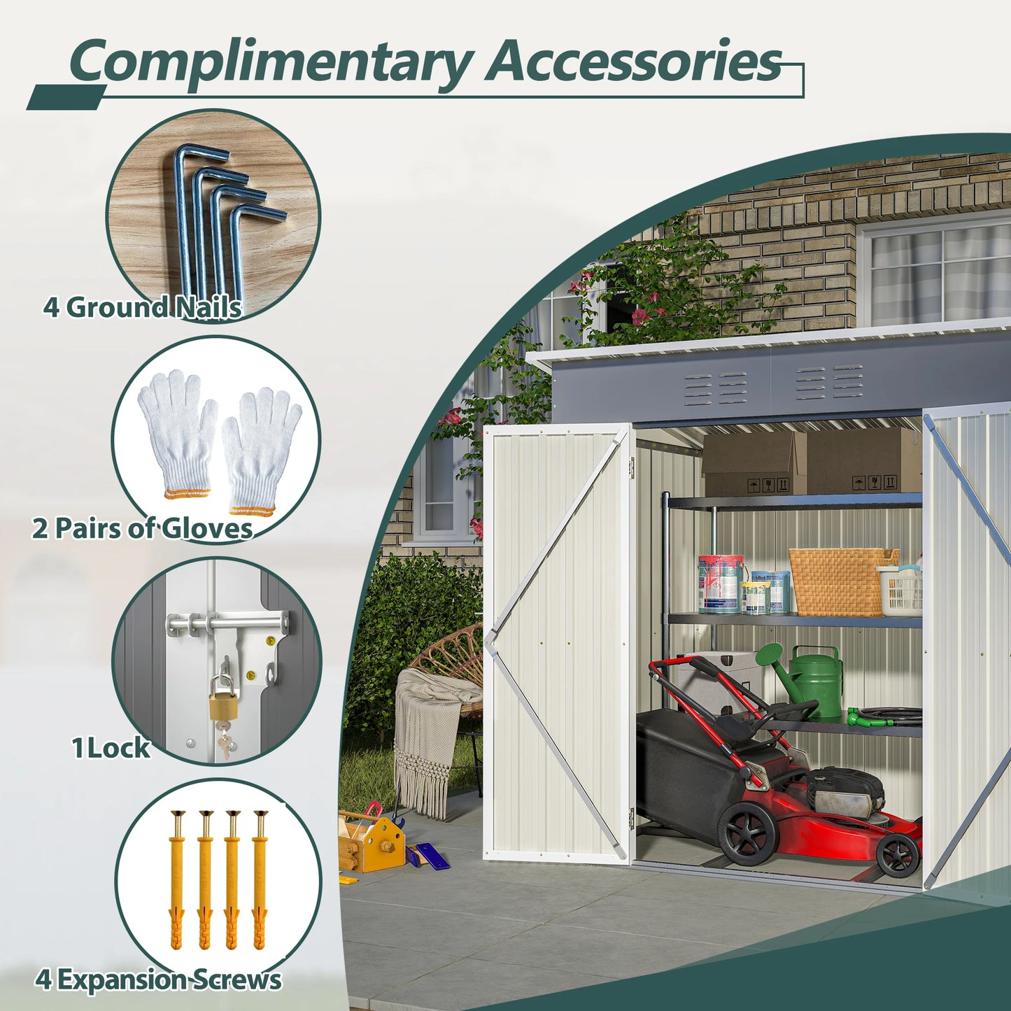 6 x4 FT Metal Storage Shed Lockable