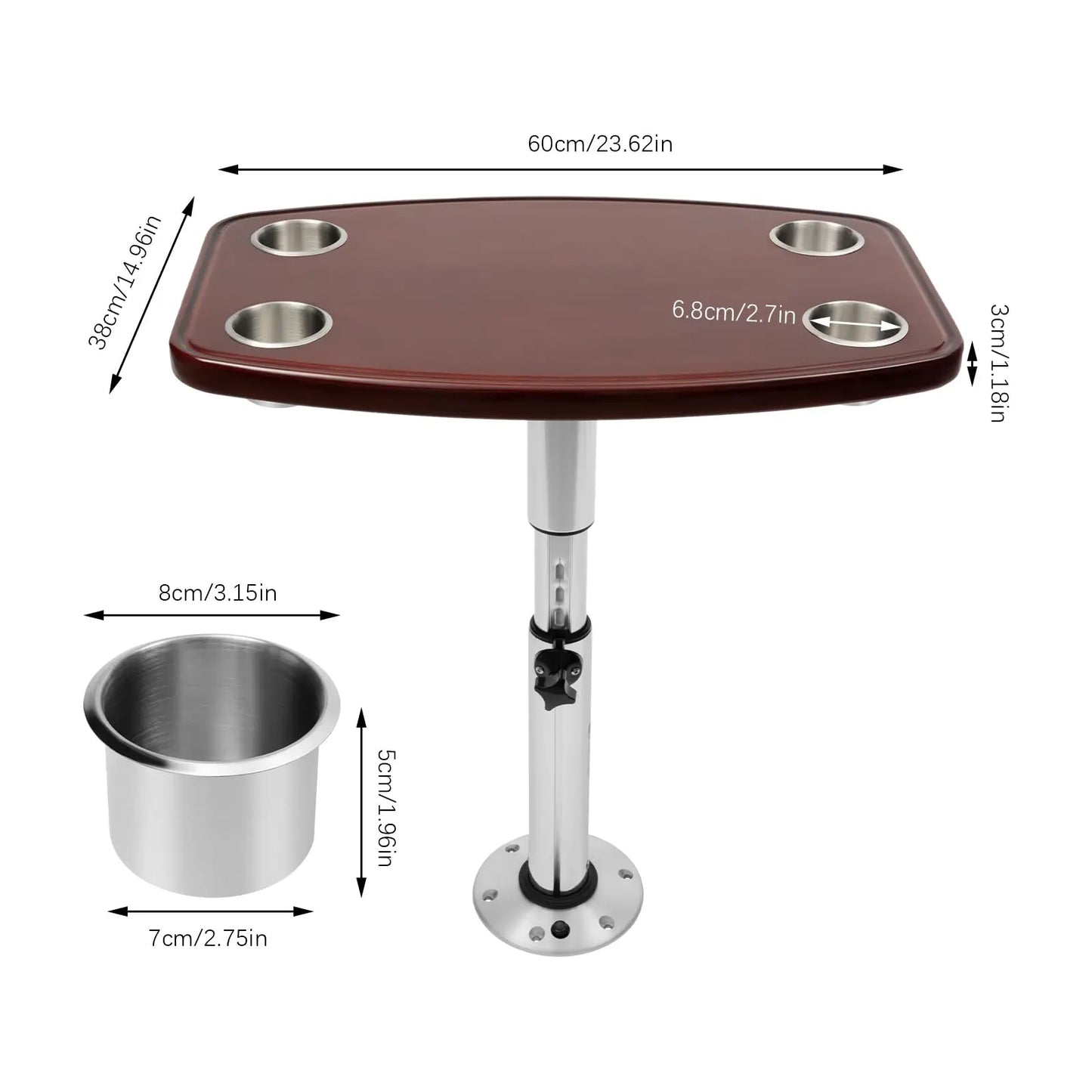 RV Boat Pedestal Oak Table