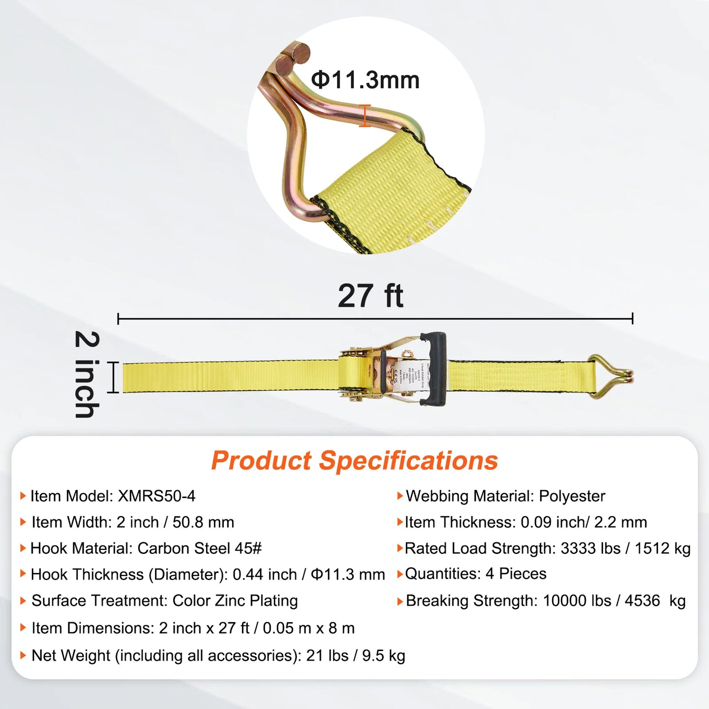 4pcs  Ratchet Strap Tie Down