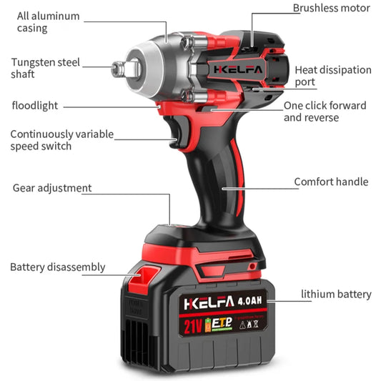 520N.M Brushless Electric Impact Wrench Impact Guns 1/2 Reverse Cordless Electric Wrench for Makita 18V Battery Power Tool