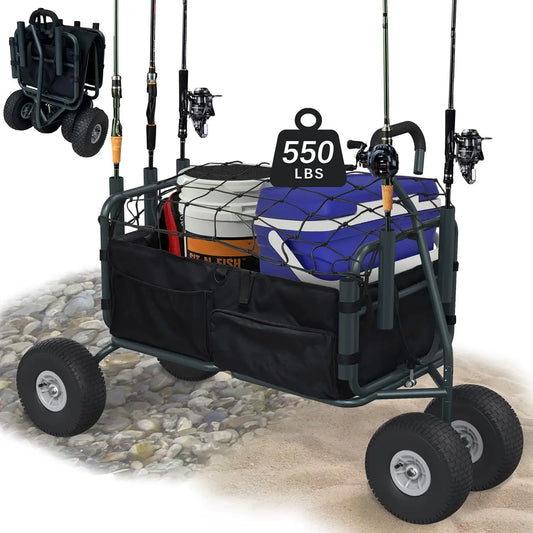Fishing Cart with Big Wheels and Rod Holders