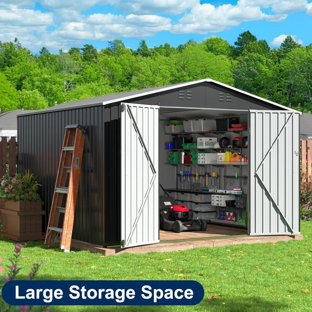10x10 FT Metal Storage Shed,Lockable Doors