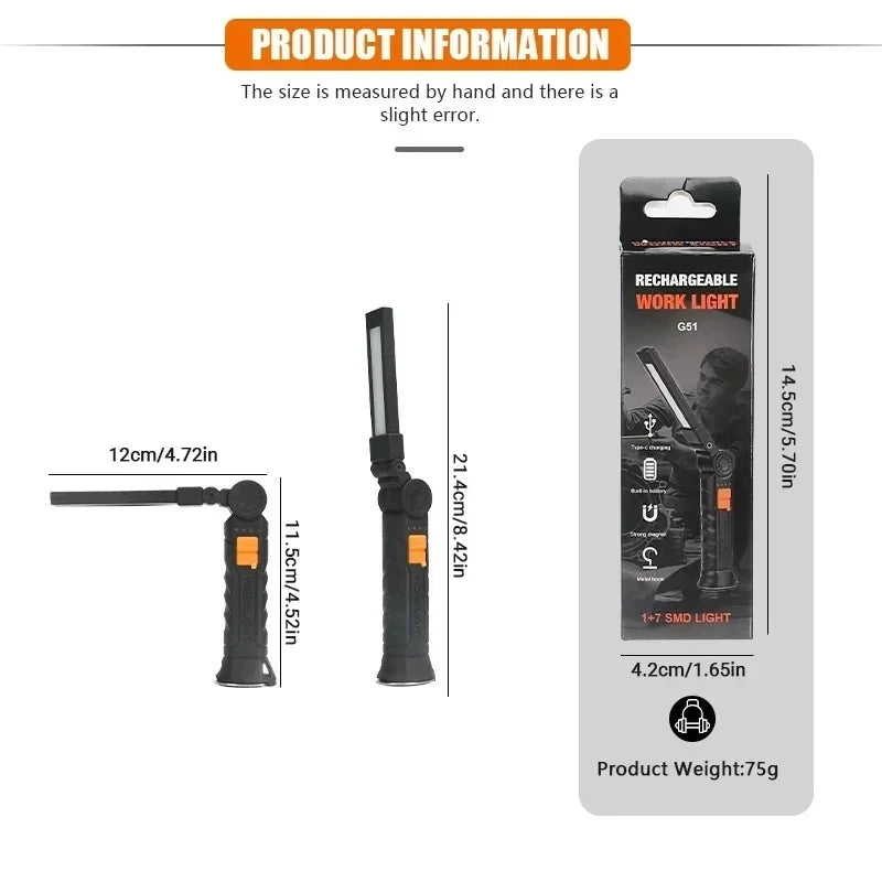 Folding Work Light Rechargeable Magnetic