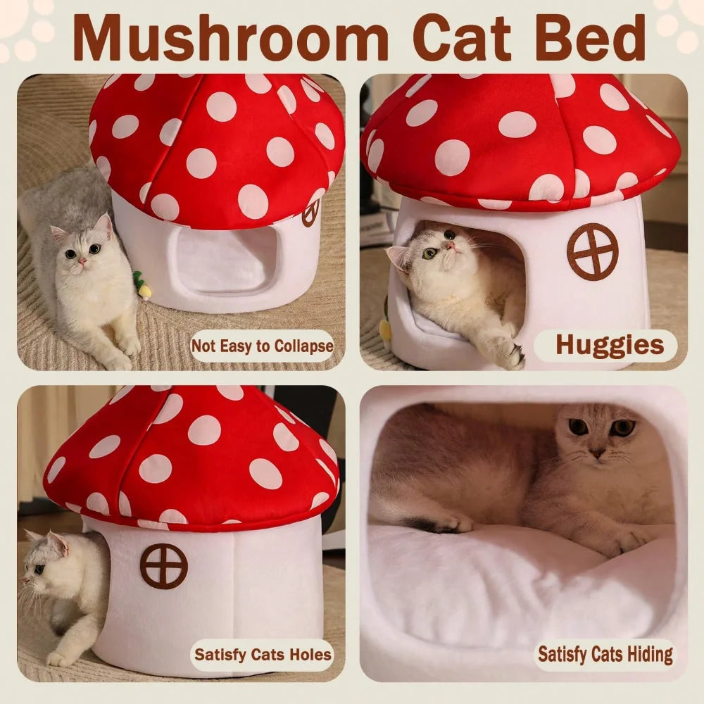 Soft Mushroom Cat Bed House