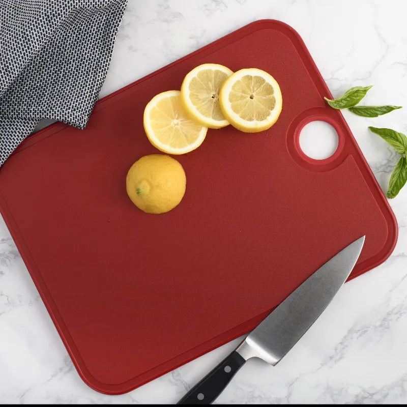 14" x 11" Gripper Non-Slip Poly Cutting Board, Red