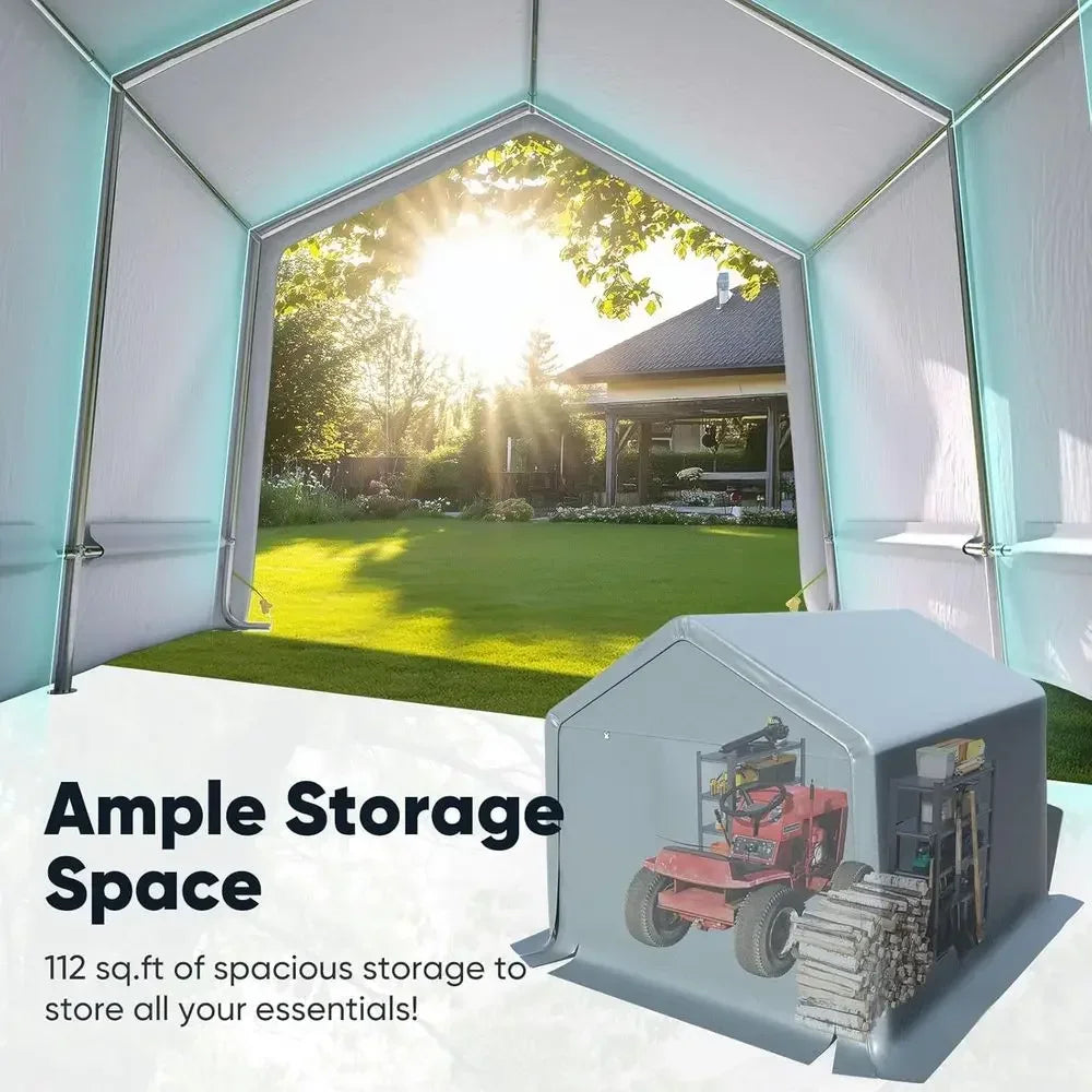 10x10 Heavy-Duty Storage Shed with Roll-Up Mesh Windows