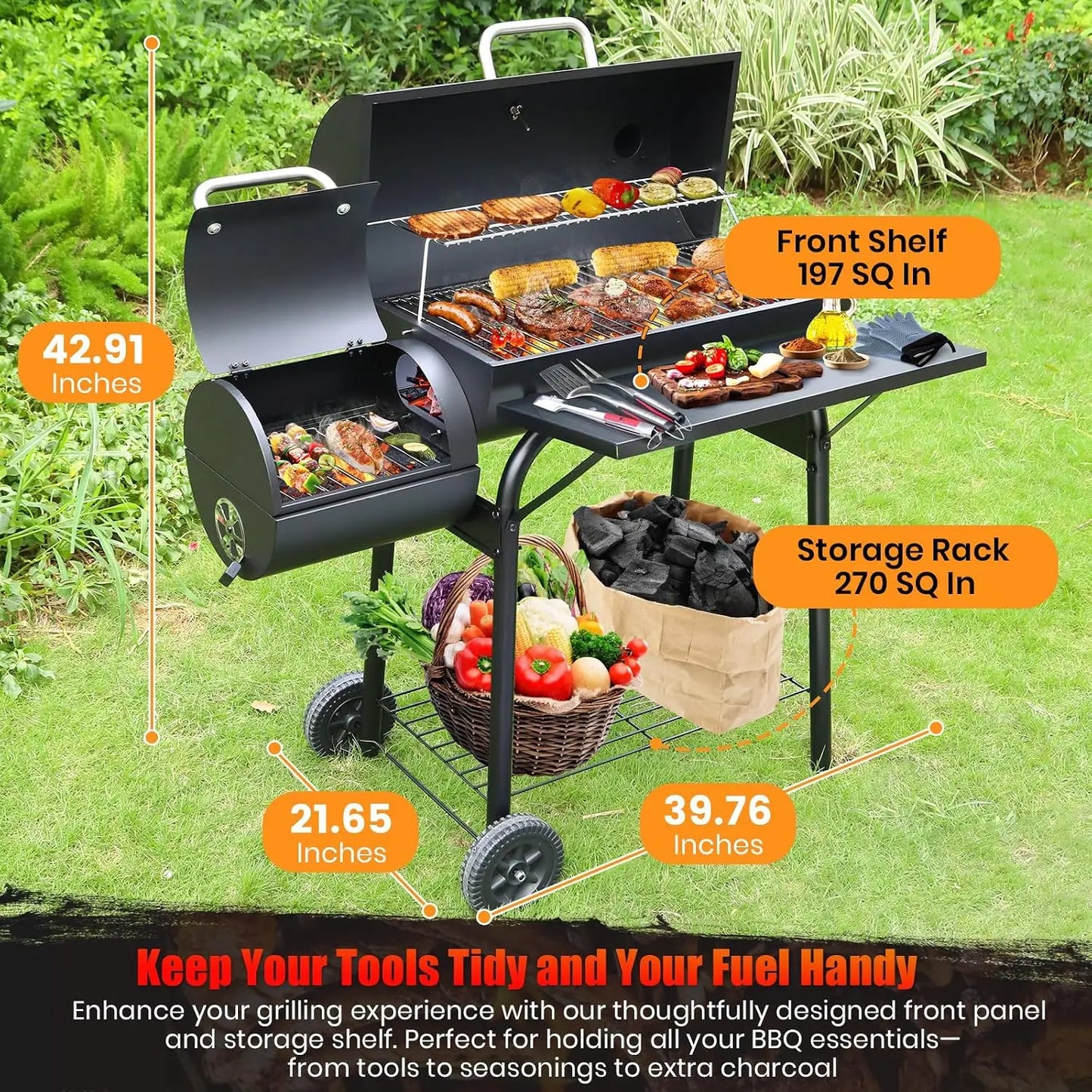 Offset Smoker Charcoal Grill