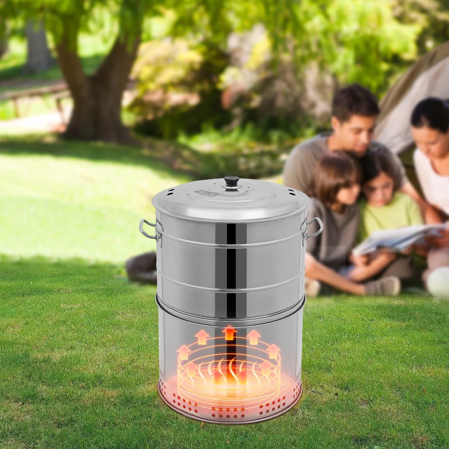 ,Portable Smokeless Barbecue Barrel,Stainless Steel