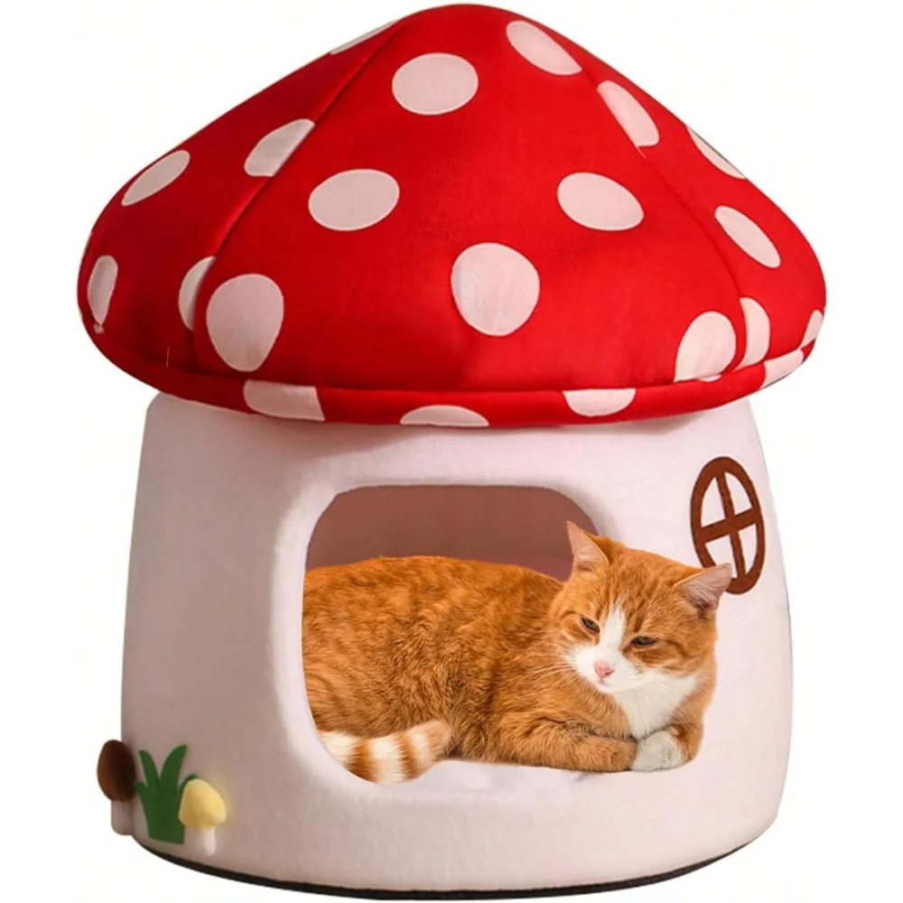 Soft Mushroom Cat Bed House