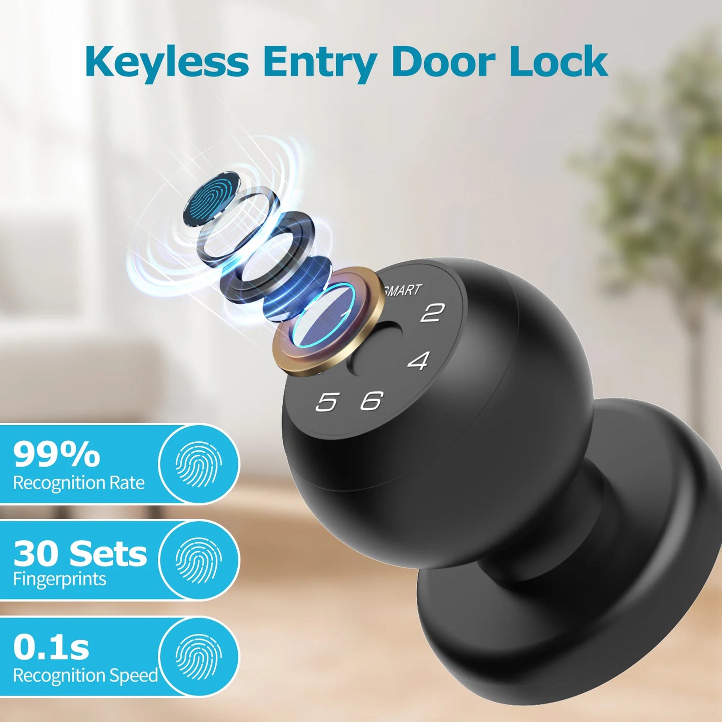 Smart Lock Fingerprint, App-Controlled