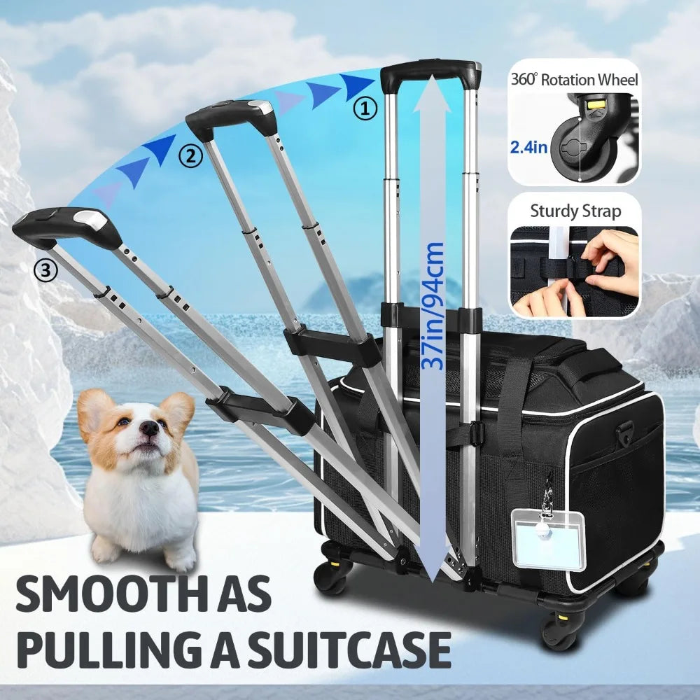 Pet Carrier with Wheels 18x11x11  Airline Approved