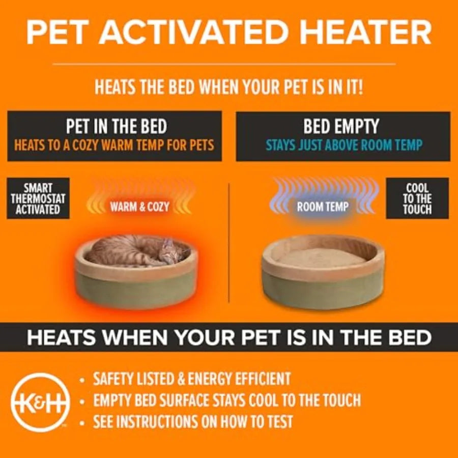 Heated Cat Bed for Indoor Cats, Dogs