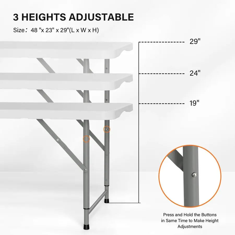 4 FT Plastic Folding Camping Table