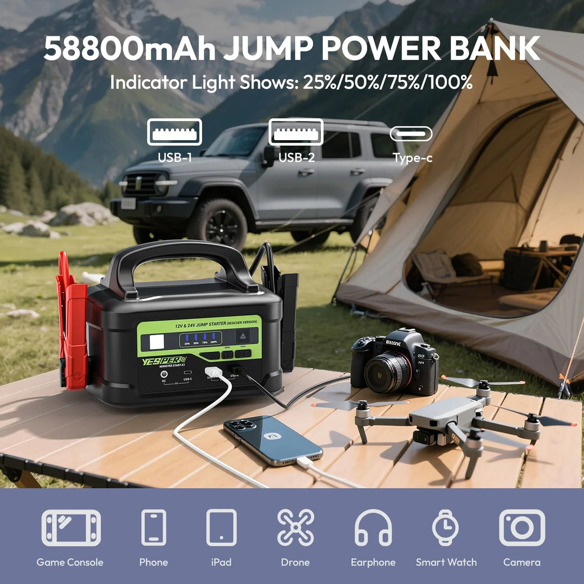 6000A Peak 12V/24V  Jump Starter