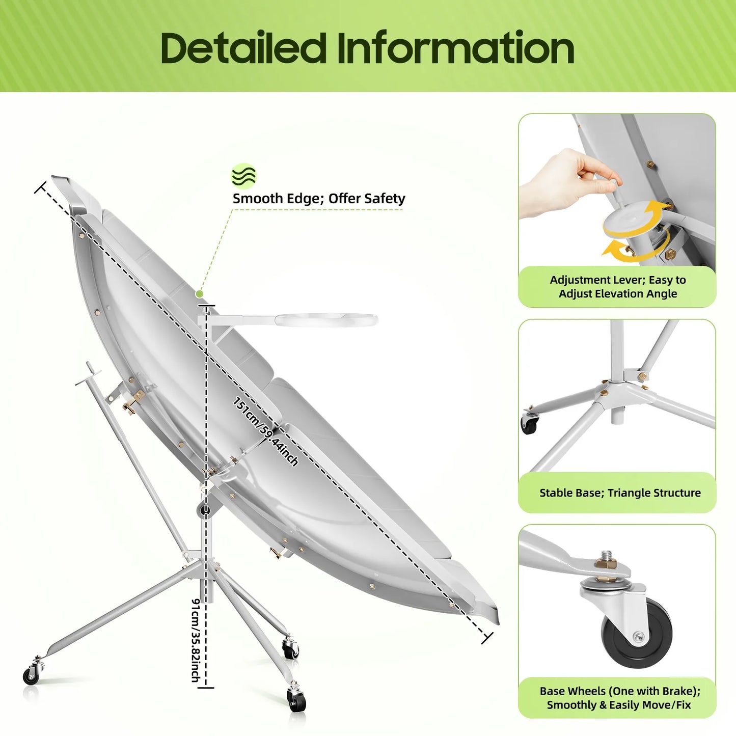 Portable Parabolic Solar Cooker 1500W