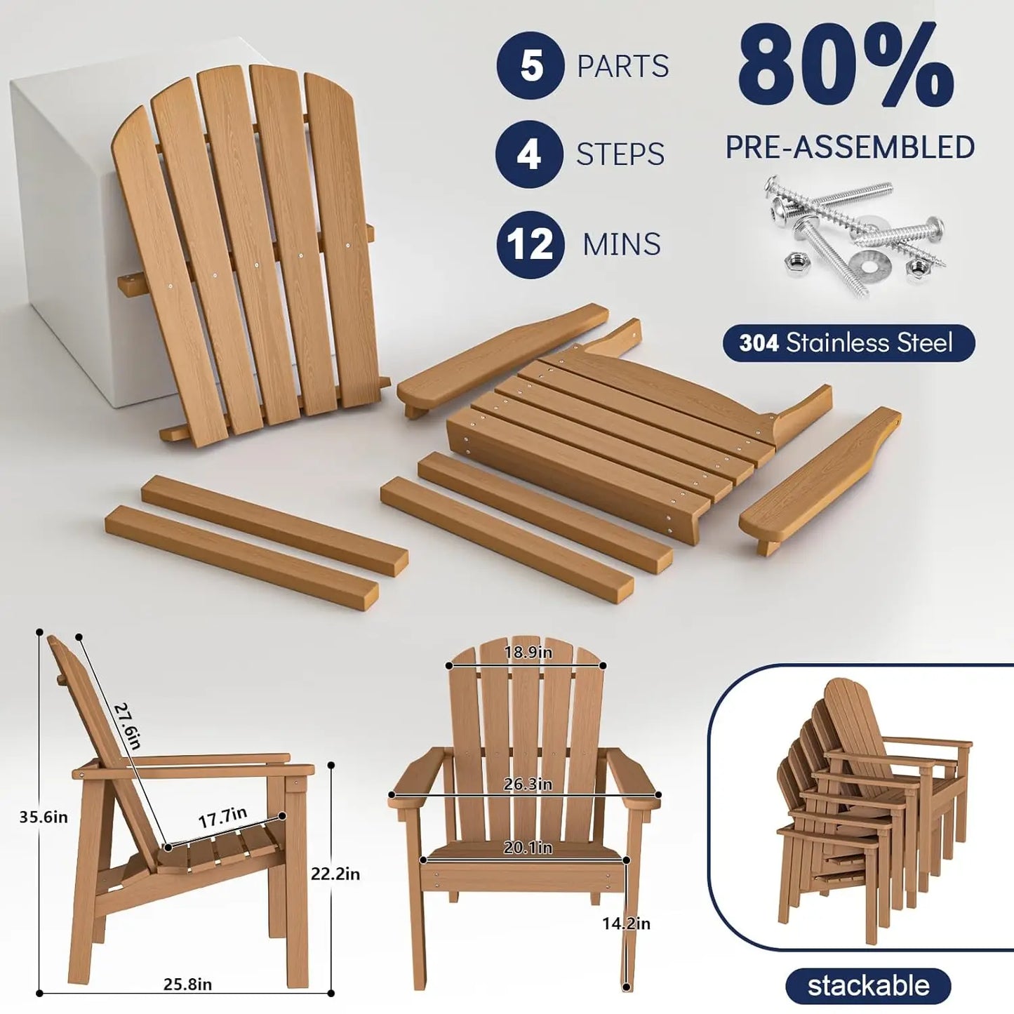 Stackable Adirondack Chairs Set of 4