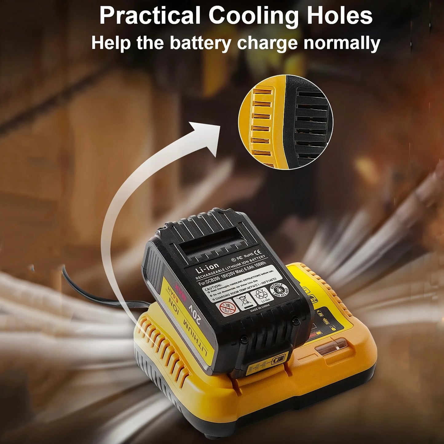 Fast battery charger for Dewalt 12V/20V, battery not included.