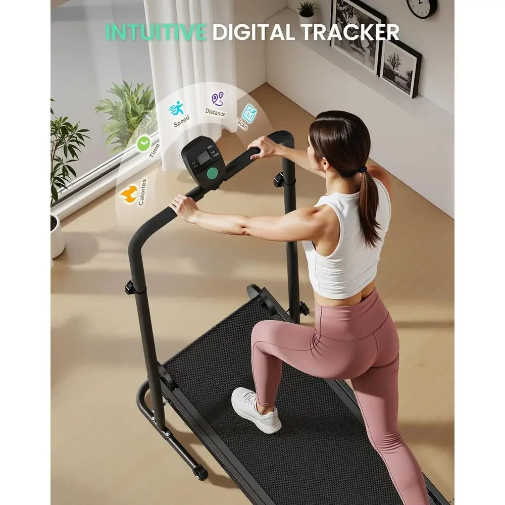 Foldable Manual Treadmill with Adjustable Incline