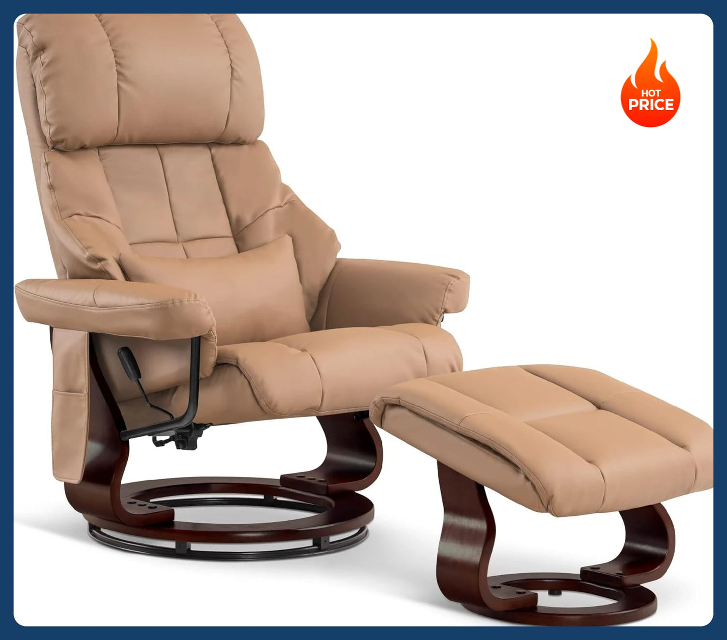 Manual Swivel Recliner with Ottoman, with Vibration Massage