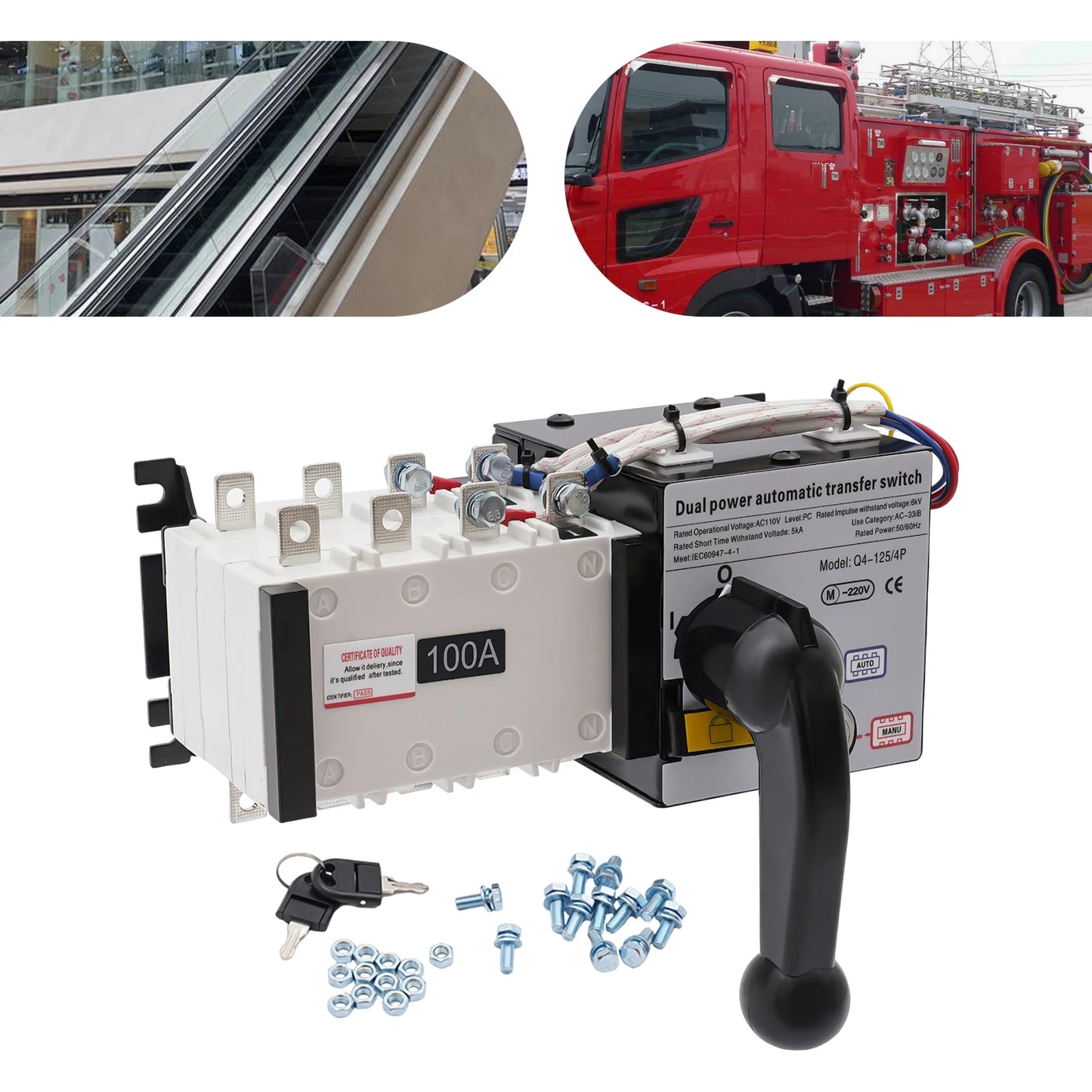 110V/230V 500V 100A Dual Power Automatic Transfer Switch
