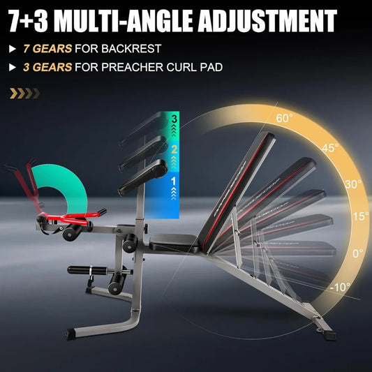 Weight Bench Set with Preacher Curl/Leg Extension