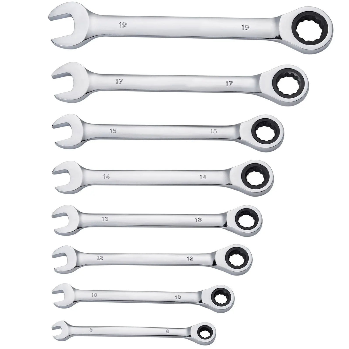Combination Wrench Set, 8-Piece Ratcheting Metric