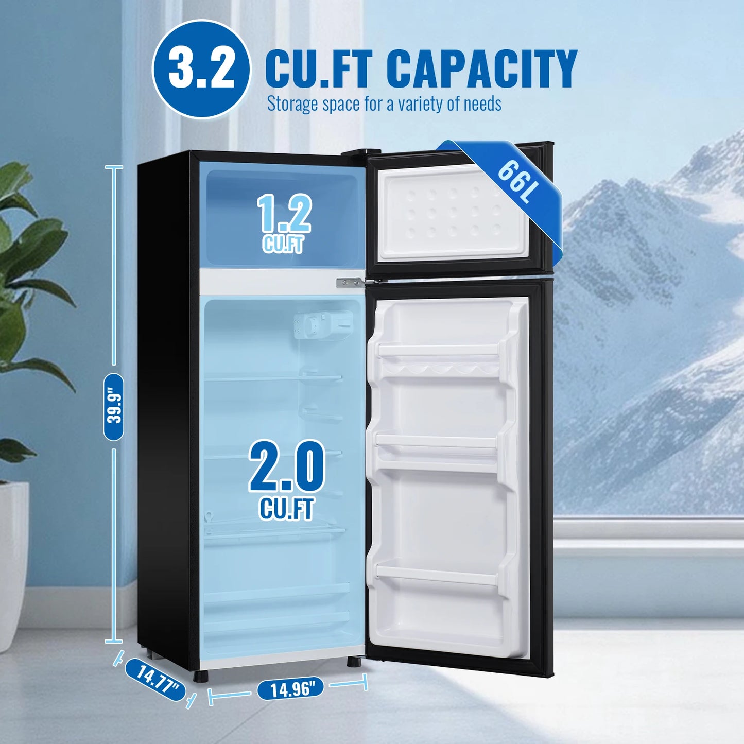 Mini Refrigerator with Top Freezer