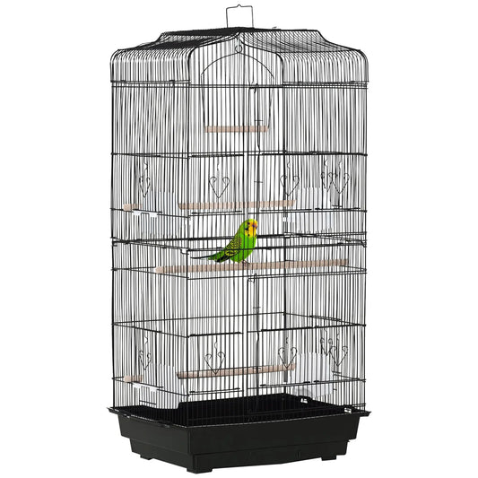 For 36" Bird Cage, Macaw Play House, Cockatoo, Parrot, Finch Flight Cage, 2 Doors Perch, 4 Feeder Pet Supplies, Black