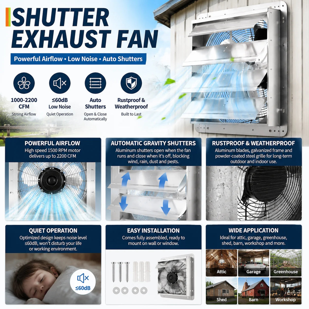 Shutter Exhaust Fan High