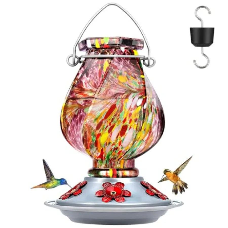 Hummingbird Feeder, Hand Blown Glass