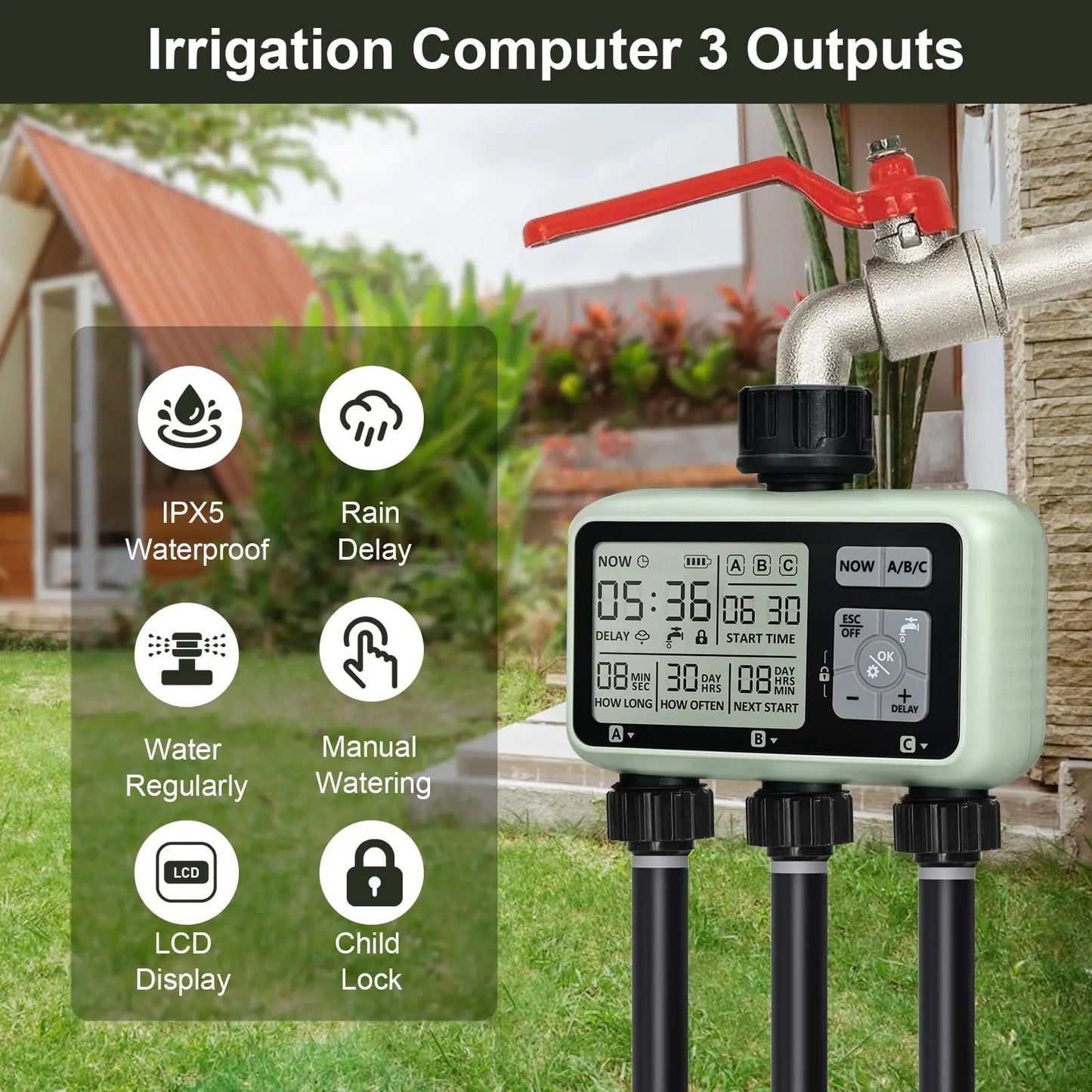 3 Outlets Garden Water Irrigation Timer
